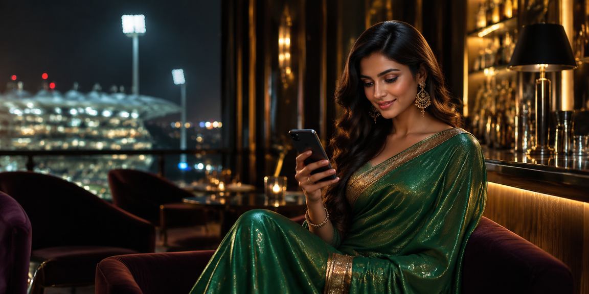 Indian woman in saree playing Andar Bahar